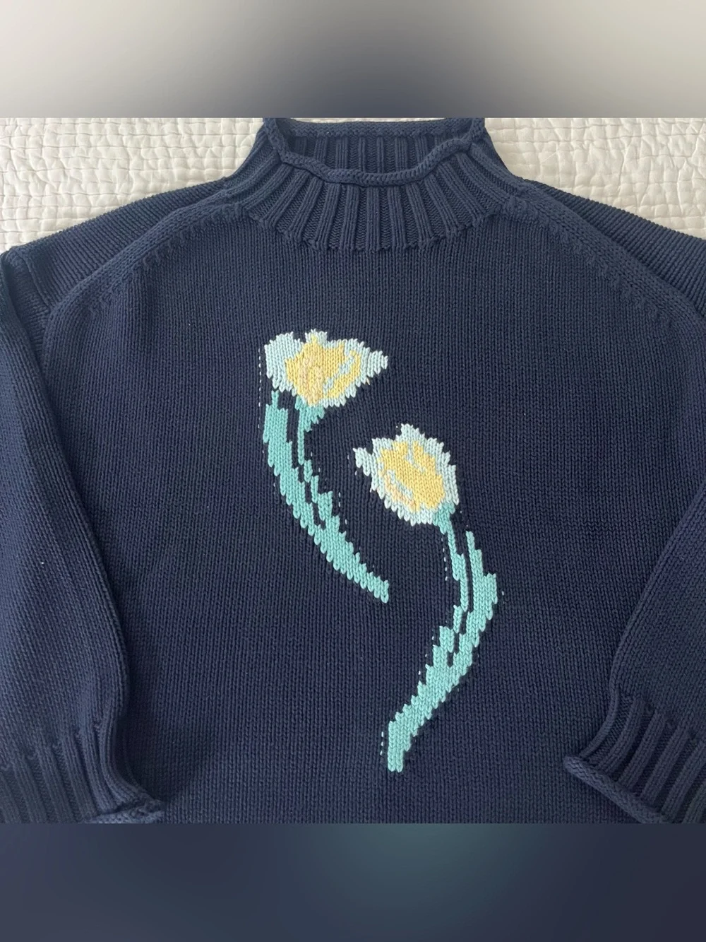 NWT J. Crew 2025 Rollneck™ sweater in floral-print heritage cotton